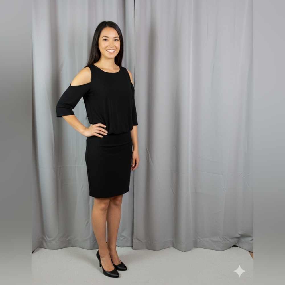 Bailey 44 Classic Black Skirt, Made In The USA, Cold Shoulder One Piece